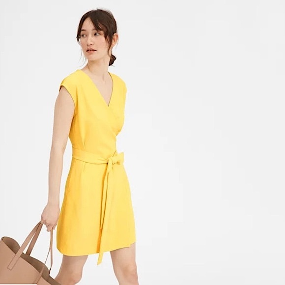 *SALE* Everlane The Japanese GoWeave Short Sleeve Mini Wrap Dress - Picture 1 of 10